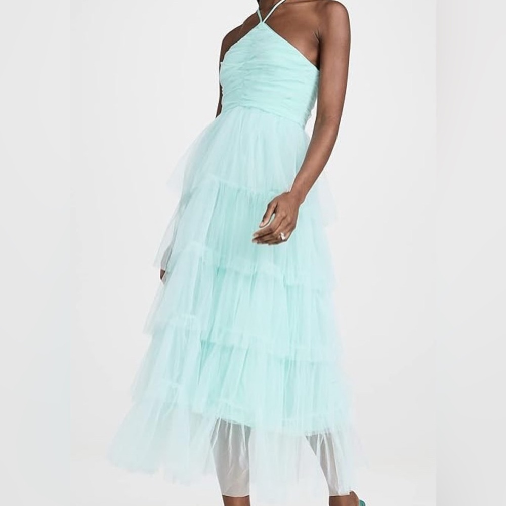 Likely Strapless Aqua Tulle Dress